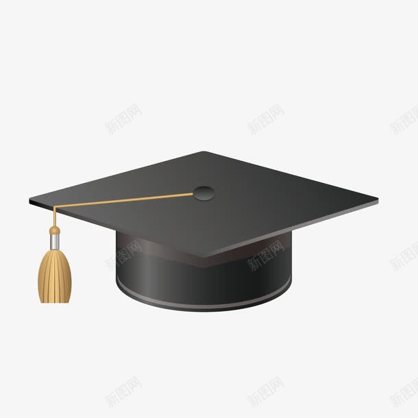 黑色帽子png免抠素材_新图网 https://ixintu.com 反光 学位 学士 帽子 渐变 金色 麦穗 黑色