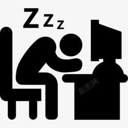 每天10点睡觉办公室的工人睡在他的办公桌在工作图标高清图片