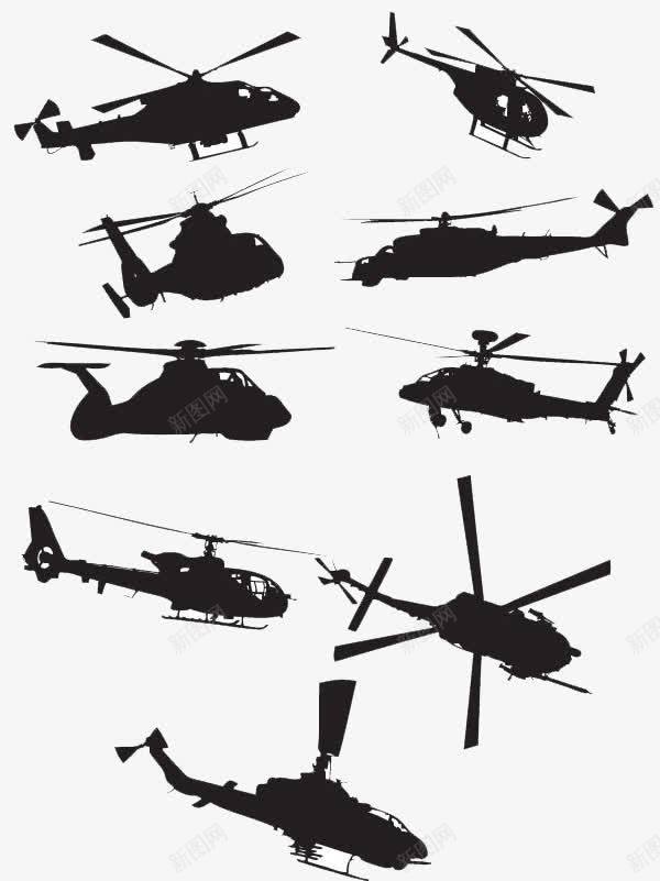 剪影飞机png免抠素材_新图网 https://ixintu.com 战斗机 直升机 纯黑色