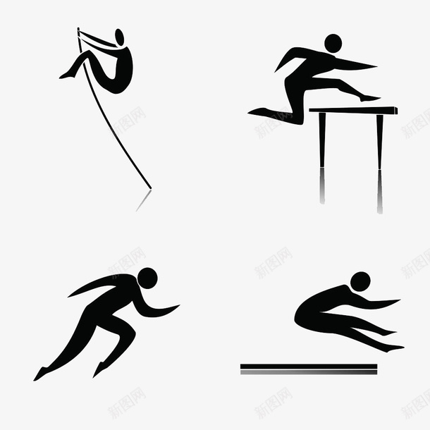 手绘运动种类图标png_新图网 https://ixintu.com 人体抽象 手绘 简笔 跑步 跑步logo 跨栏 跳远 跳高 运动 运动员