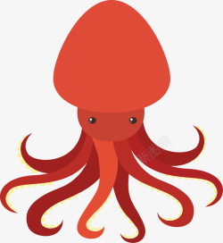 夏季海边红色章鱼矢量图素材