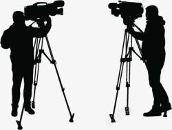 记者录像形象录像记者剪影高清图片