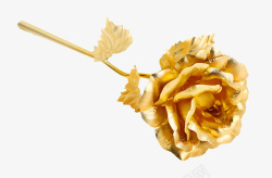 金玫瑰斜放的金箔玫瑰高清图片
