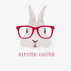 可爱红色眼镜卡通兔子矢量图素材