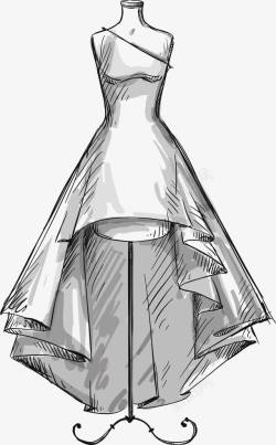 百褶短裙手绘的长裙高清图片