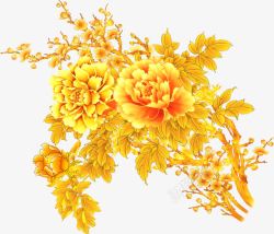 黄色牡丹花开艺术花朵素材