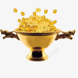 金色碗金币碗高清图片