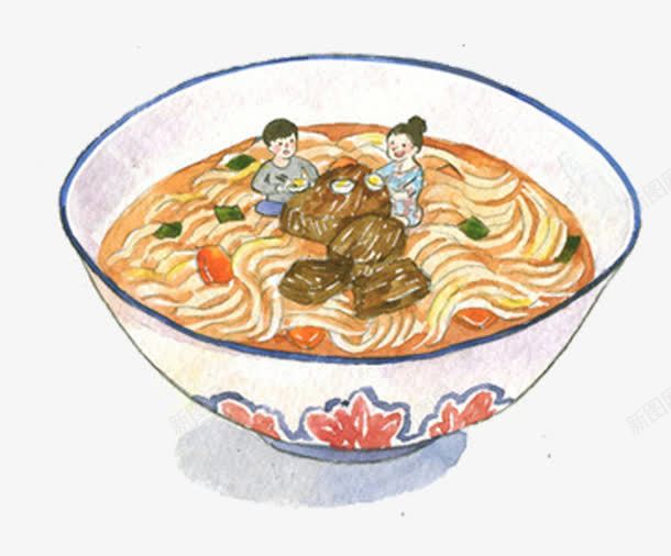 牛肉面插画png免抠素材_新图网 https://ixintu.com 免费png图片 插画 牛肉面 美味