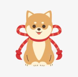 2018狗形象带着红色蝴蝶结围巾的小狗高清图片