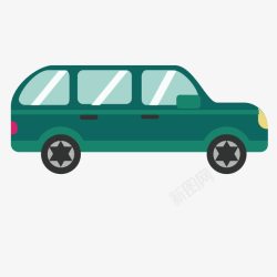 卡通面包车绿色卡通面包车扁平高清图片