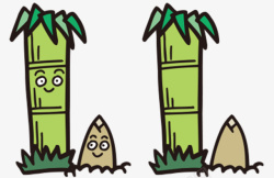 青萝卜出土卡通可爱绿色竹子和旁边出土的竹高清图片