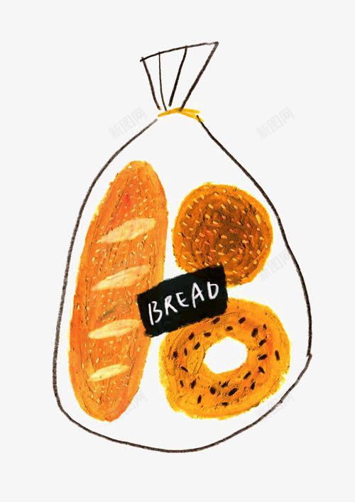面包袋子png免抠素材_新图网 https://ixintu.com BREAD 卡通 手绘 早餐 甜甜圈