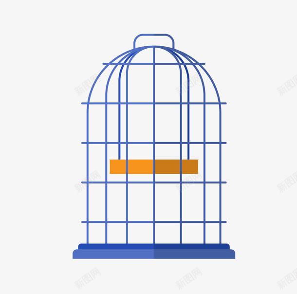 蓝色的铁丝做的鸟笼png免抠素材_新图网 https://ixintu.com 卡通手绘 囚笼 笼子 蓝色 铁丝 鸟笼
