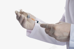 塑胶材质医生戴着白色手套拿着针筒准备打高清图片