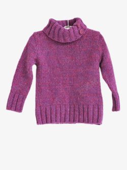 针织打底衫紫色高领针织加厚儿童毛衣高清图片