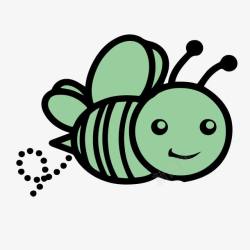 平面作品类手绘绿色的小蜜蜂矢量图高清图片