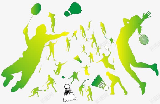 羽毛球运动图标psd_新图网 https://ixintu.com 打球 绿色健康 羽毛球图标 羽毛球比赛