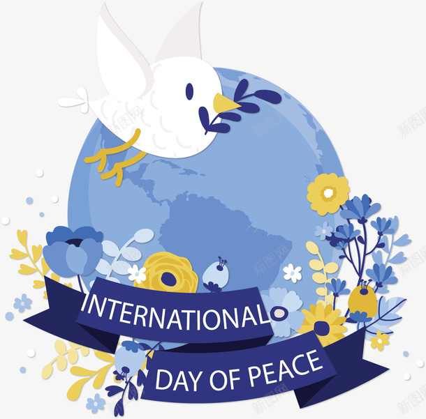 国际和平日蓝色地球png免抠素材_新图网 https://ixintu.com 和平日 和平鸽 国际和平日 地球 矢量png 蓝色地球