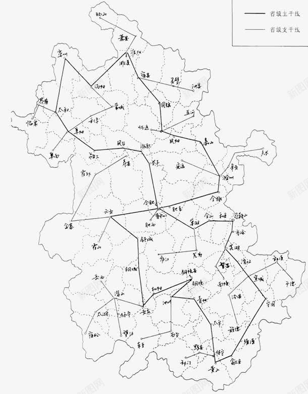 安徽省线性地图png免抠素材_新图网 https://ixintu.com 地图 地图线条 安徽地图 线性地图