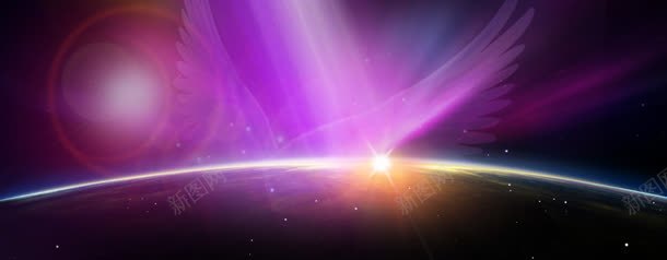 大气背景jpg设计背景_新图网 https://ixintu.com 地球表面 科技 紫色 翅膀 节日促销海报