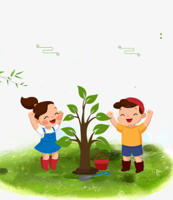 种树的小朋友植树节种树的小朋友高清图片