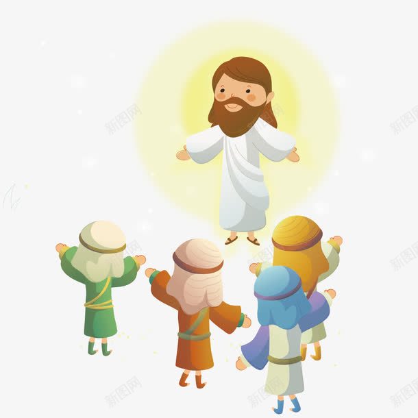 耶稣与农民png免抠素材_新图网 https://ixintu.com 卡通 插画 矢量人物 祈祷 耶稣 耶稣头像