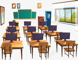 学校教室黑板学校开学电脑教室矢量图高清图片