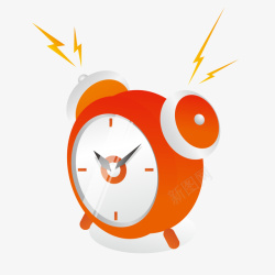 起床时间卡通橙色的闹钟高清图片
