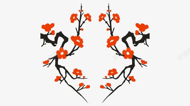 两支梅花png免抠素材_新图网 https://ixintu.com 免费下载 免费素材 梅花 梅花瓣