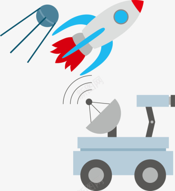 火箭月球车世界航空日卡通航天素矢量图图标图标