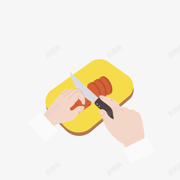 手绘手指png免抠素材_新图网 https://ixintu.com 做饭 刀子 切东西 卡通 手指 手绘 案板 红色