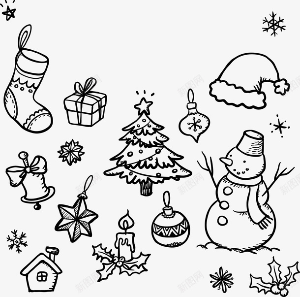 圣诞节装饰元素png免抠素材_新图网 https://ixintu.com 圣诞节 帽子 彩球 房子 礼物 装饰 装饰元素 雪人