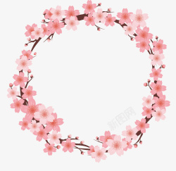 漂亮的桃花粉色的花环矢量图高清图片