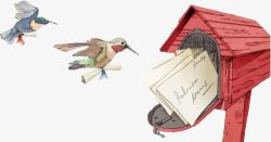 小鸟信箱欧式图案手绘信箱高清图片