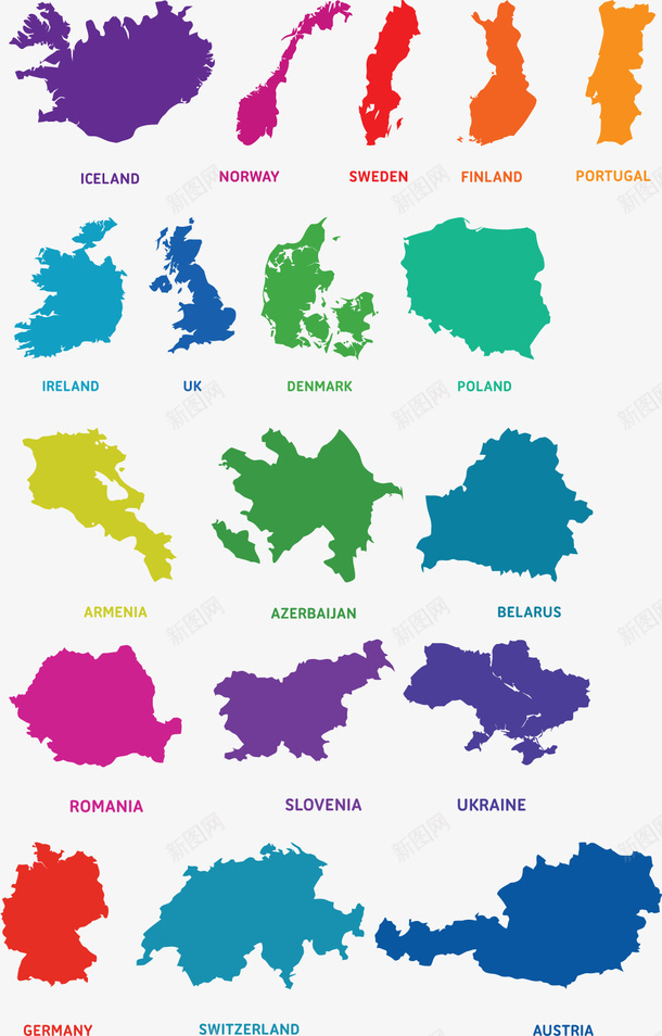 纯色地图矢量图ai免抠素材_新图网 https://ixintu.com 中欧 欧洲 欧洲中部 欧洲大陆 欧洲板块 纯色 矢量图