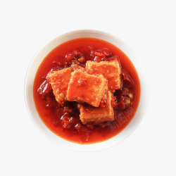 下饭酱香辣风味的红椒霉豆腐高清图片