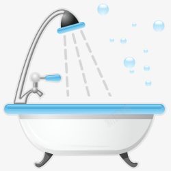 增压淋浴喷头手绘浴缸高清图片