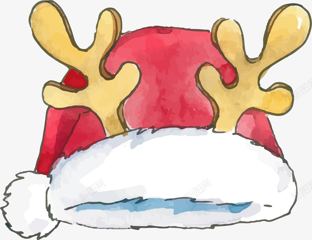 手绘风鹿角圣诞帽png免抠素材_新图网 https://ixintu.com 圣诞帽 圣诞节 手绘圣诞帽 矢量png 红色圣诞帽 鹿角圣诞帽