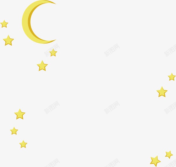 夜空的月亮和星星png免抠素材_新图网 https://ixintu.com 五角星 仰望夜空 夜空 弯弯月牙 星星 月牙 矢量png