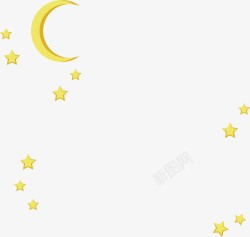 月牙弯弯夜空的月亮和星星高清图片