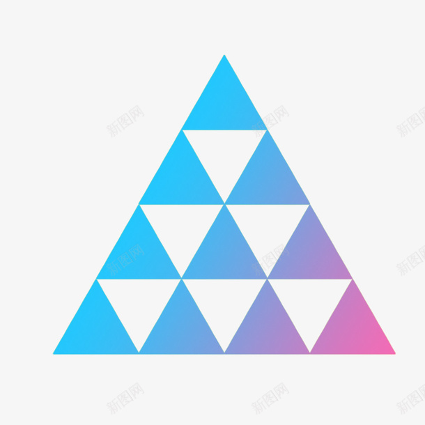 金字塔型正三角形png免抠素材_新图网 https://ixintu.com 一个三角形 三角型 几何图形 正三角形 渐变色 等边三角形 紫色 蓝色 金字塔 金字塔阶梯 锐角三角形