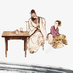 外国女人喝茶卡通古代人高清图片