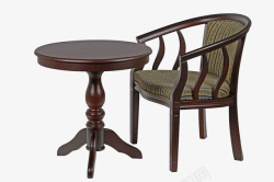 制成红木制成的圆桌子与椅子高清图片