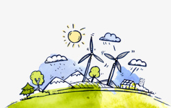 彩绘世界环境日发电风车素材