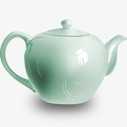 矢量玻璃茶壶淡绿色陶瓷茶壶高清图片