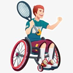 残奥会残疾人网球运动员插画高清图片