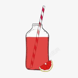 一杯榴莲汁手绘圆球形的玻璃杯里一杯卡通红高清图片