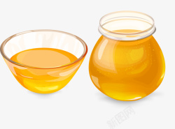 两碗蜂蜜手绘蜂蜜高清图片