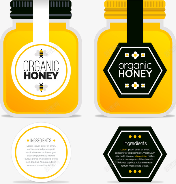 蜂蜜外包装psd_新图网 https://ixintu.com 卡通 瓶子 黄色