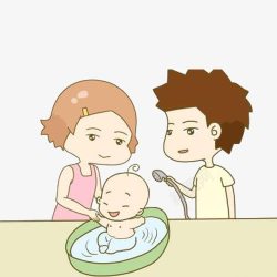 洗澡的小宝宝父母为宝宝洗澡高清图片